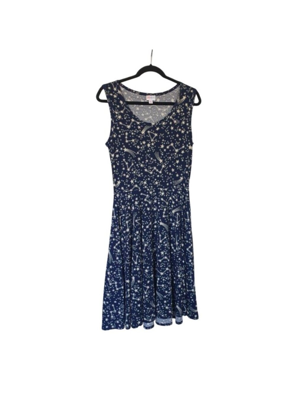 Lularoe Nicki Sleeveless A-Line Dress Constellation Stars Navy M Lightweight